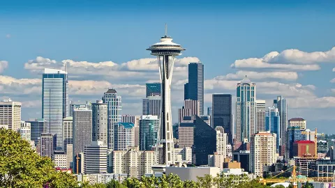 Seattle skyline with the space needle at center