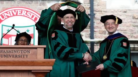 Dr. Green receiving honorary award from Washington University